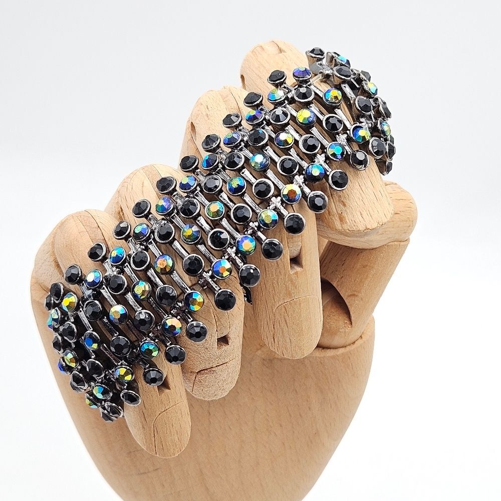 Oversized Dark Sparkle Rhinestone Stretch Bracelet